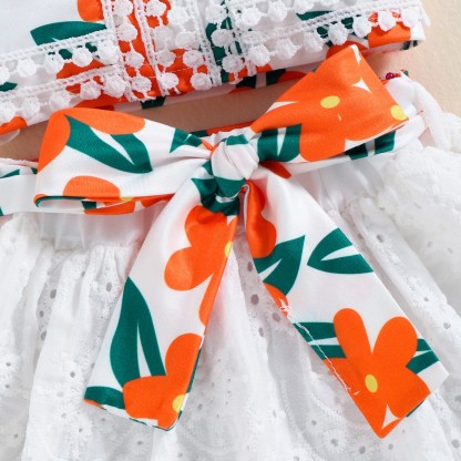Toddler Girls Umbrella Skirt Floral Sleeveless Lace Top & Skirt Wholesale