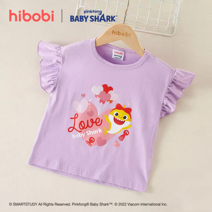 【缺货后可继续售卖】hibobi x Baby Shark Toddler Girl Sweet Cartoon Printing Fly