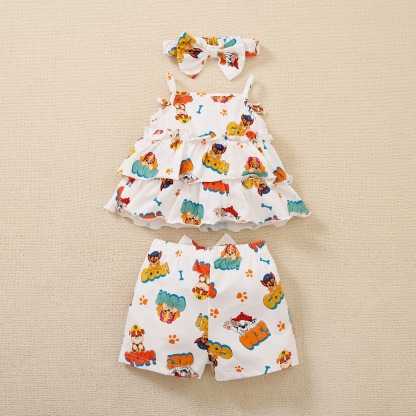 hibobi×PAW Patrol  Baby Girl Cute Print camisole top and shorts and Headband Wholesale