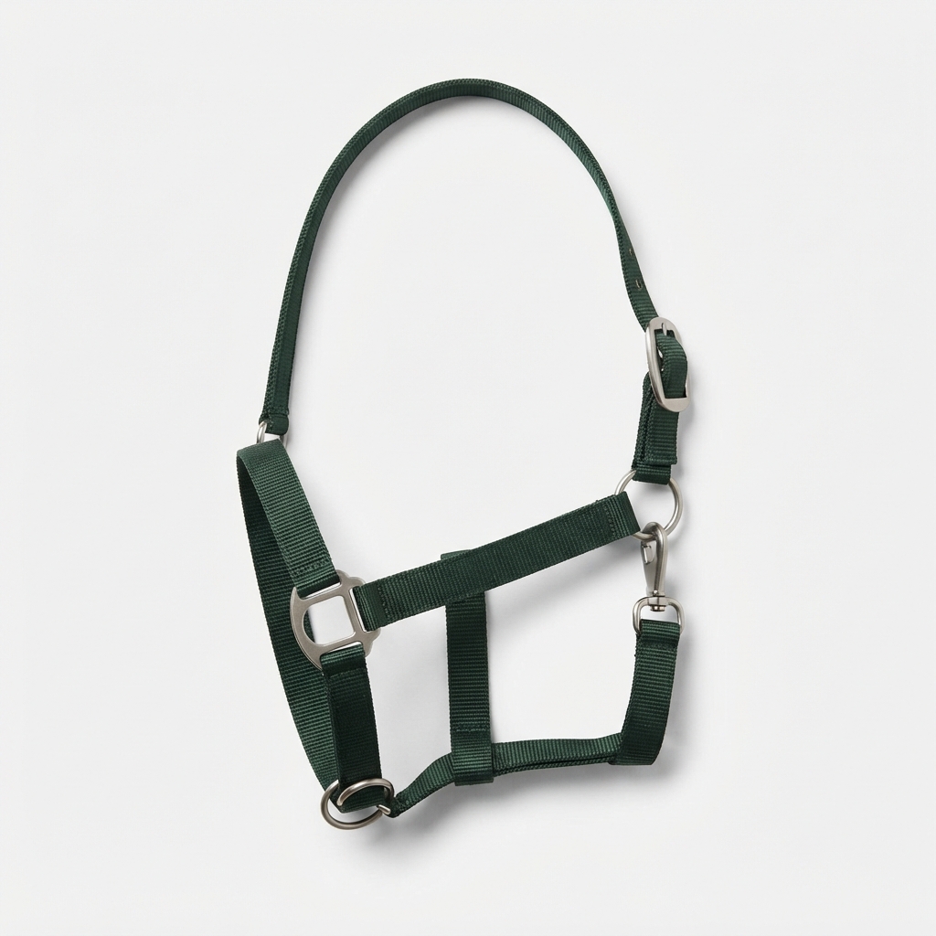 DarkPaws adjustable nylon horse halter in dark green