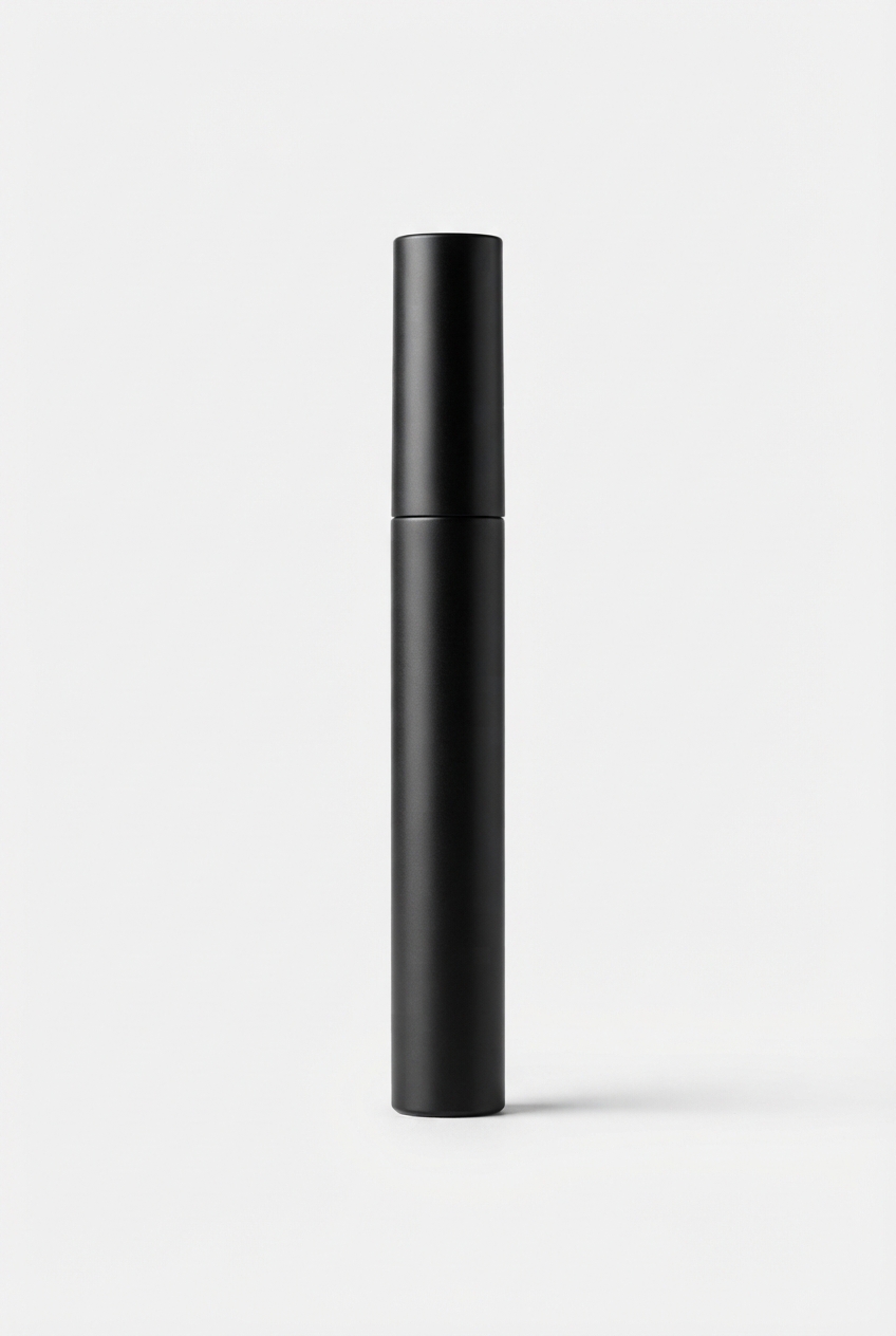 Minimal black mascara tube with precision brush