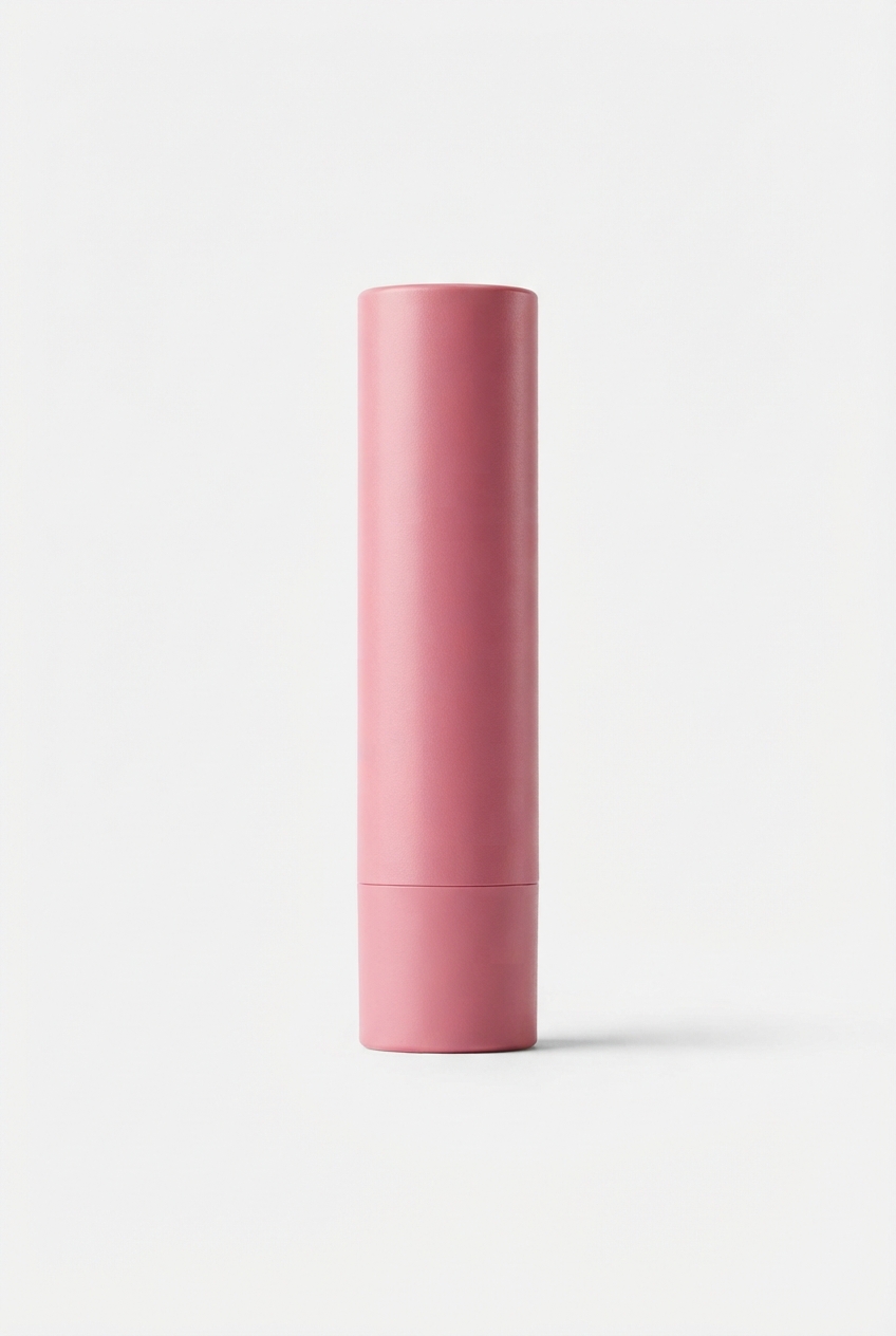 Pink tinted lip shield stick centered on matte off-white background