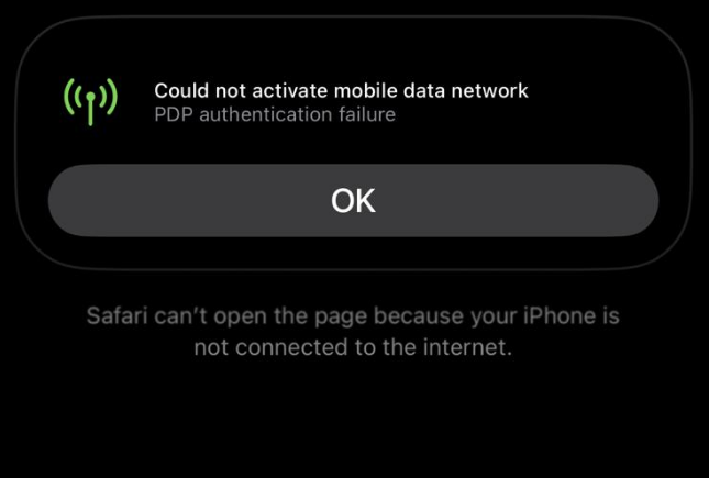 PDP Authentication Failure