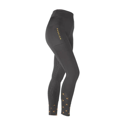 Shires Aubrion Winter Porter Silicone Knee Patch Riding Tights