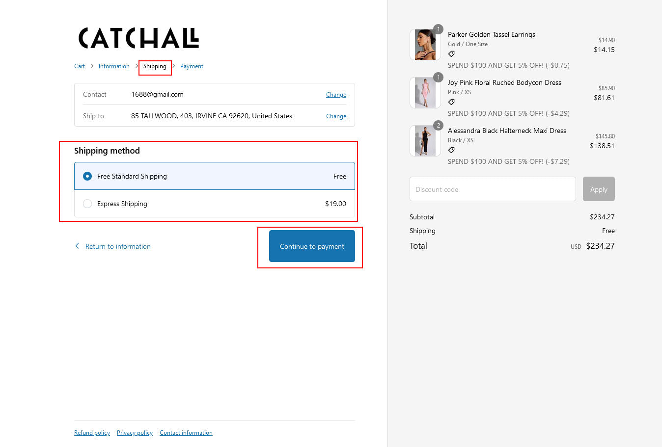Shipping Information