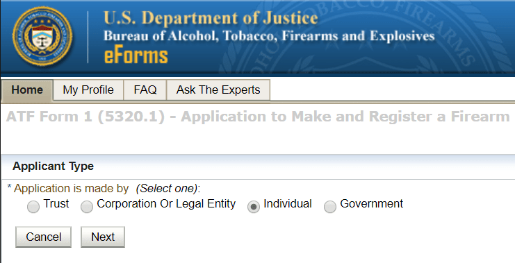 Select Applicant Type