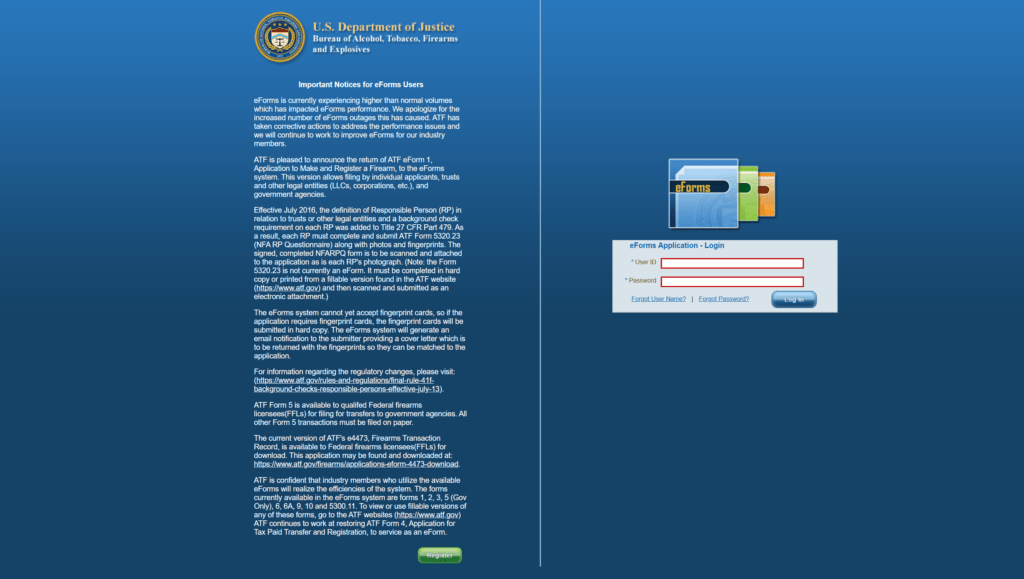 ATF eforms website