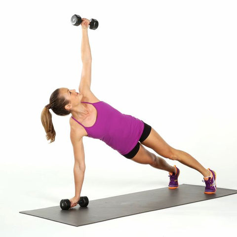 Dumbbell Side Plank with Rotation