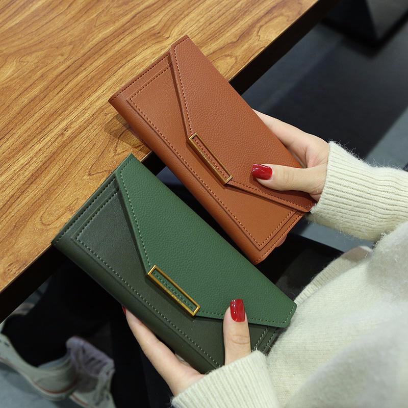 Multifunctional buckle solid color wallet mySite