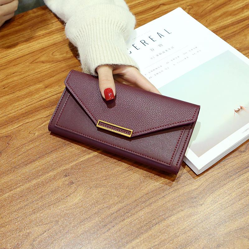 Multifunctional buckle solid color wallet mySite