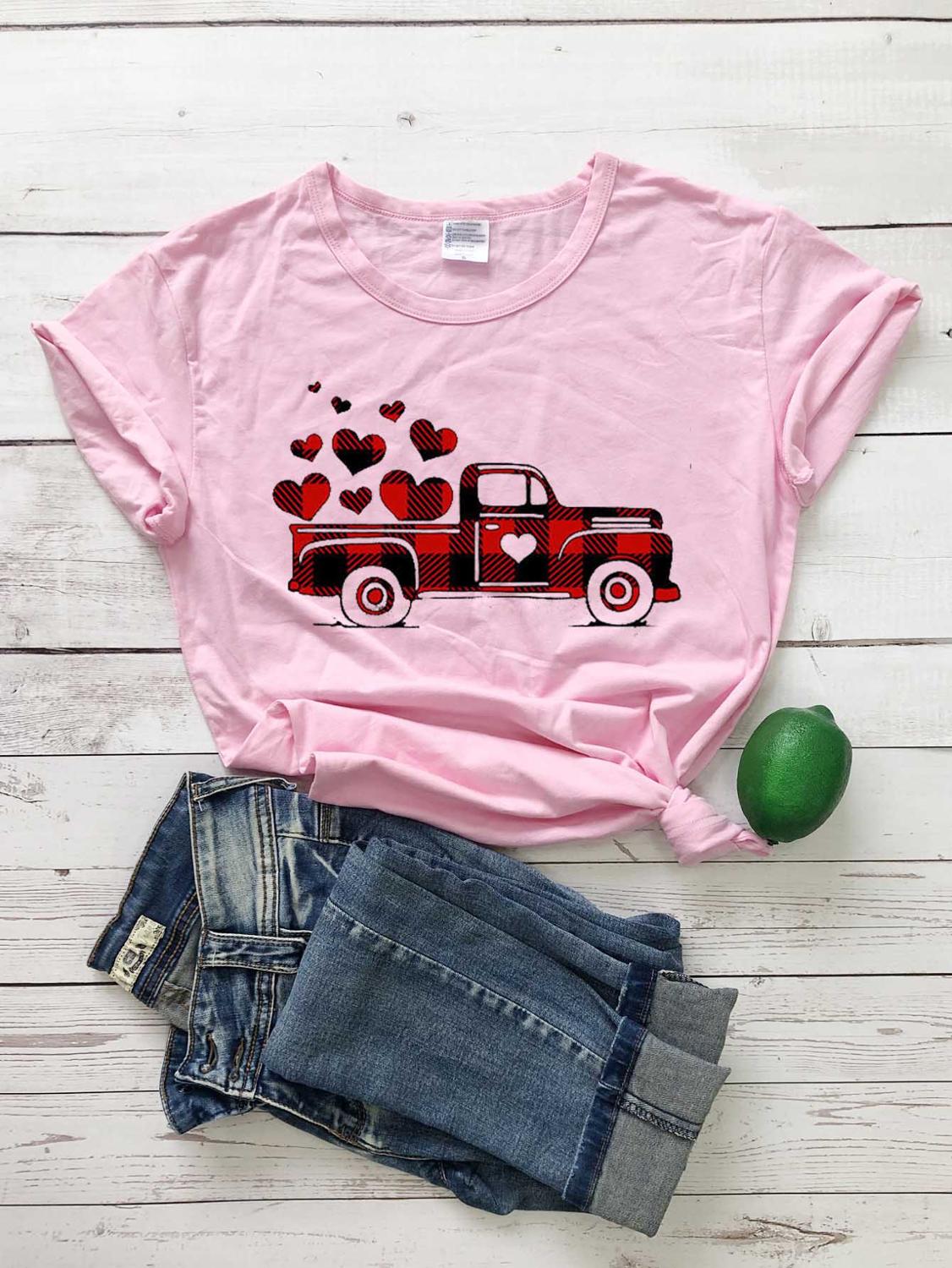 [Copy]-9-勿删-大大大商品-极端商品-500sku-%^&8990004457890#$$%^&*@#%%^&&*())(**&^%$!@#$%^&*()#$%^&*(($%^&*()$%^&*(#$%^&*()#$%^&*()Plaid Printed Splicing Car Heart T-Shirt Valentine's Day women fashion pure cotton casual lover gift young hipster tees art tops