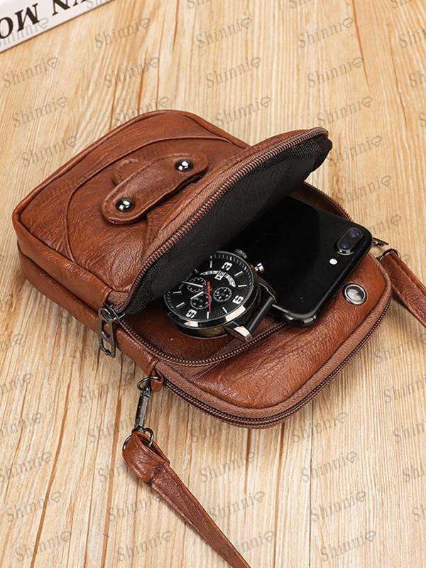 Vintage Studded Washed Leather Crossbody Bag mySite