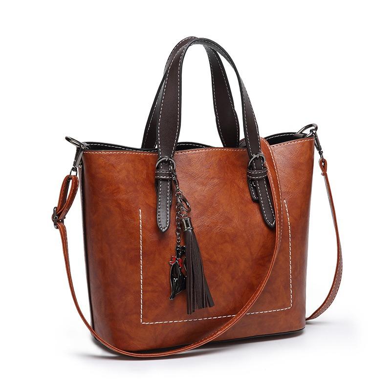 Ladies retro handbag wild large-capacity bucket bag retro single shoulder messenger bag mySite
