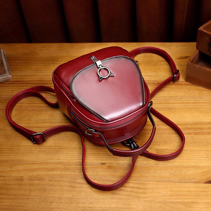 Leather Backpack fashion Mini versatile Backpack mySite