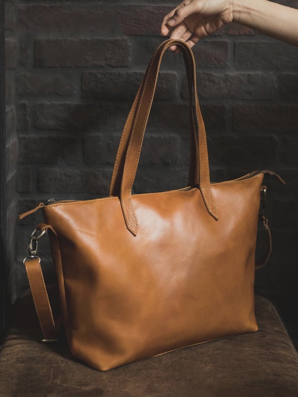 European and American vintage oil wax leather large capacity tote bag mySite