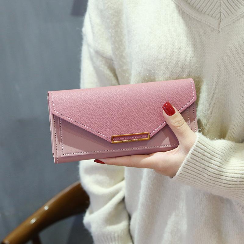 Multifunctional buckle solid color wallet mySite