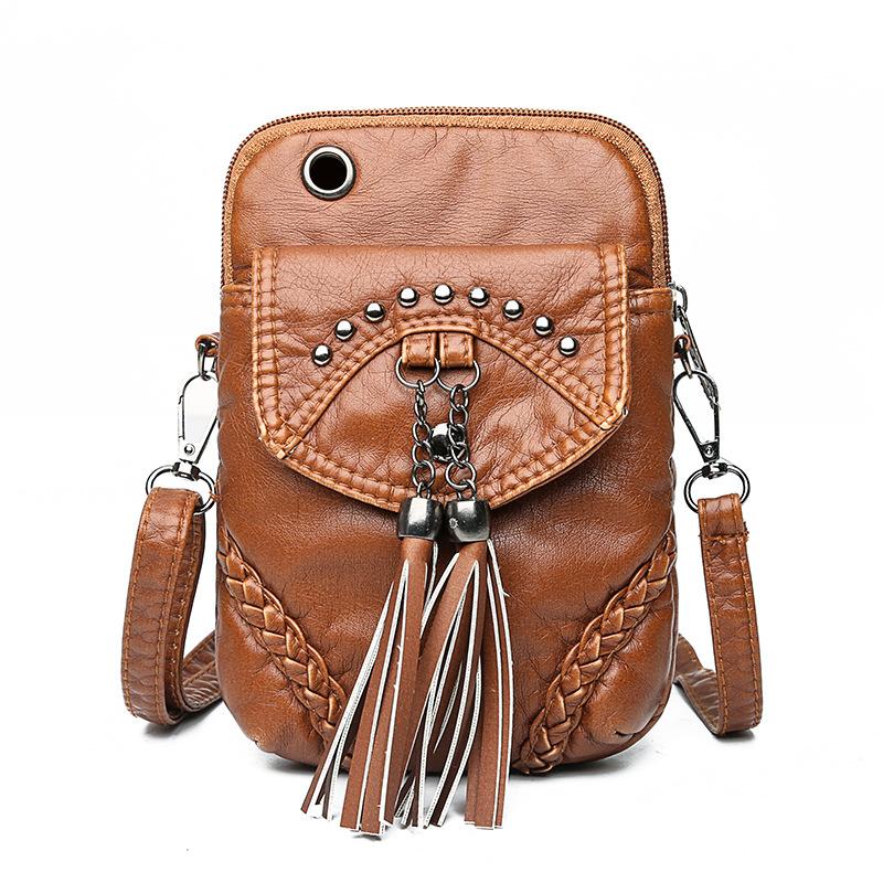 Women's Retro Leather Large Capacity Zip-up Waterproof Crossbody Bag mySite