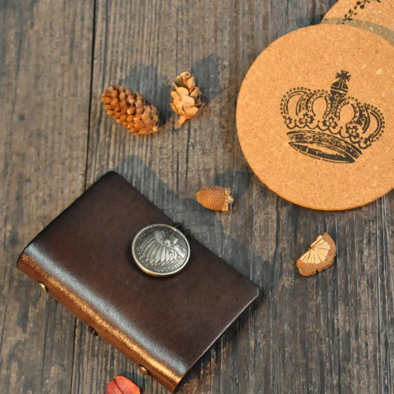 Original leather small card bag, retro vegetable tanned leather Indian head multi-card bag mySite