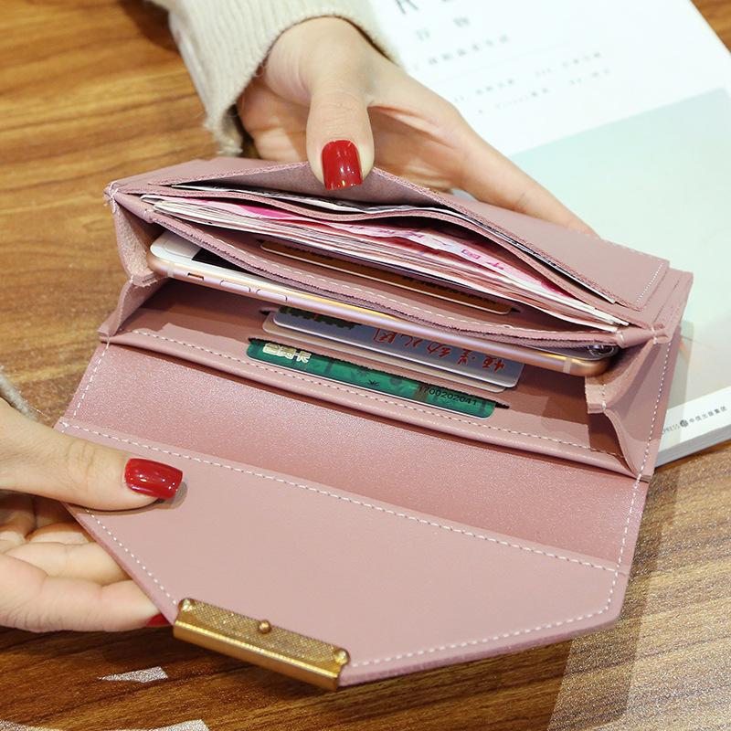 Multifunctional buckle solid color wallet mySite