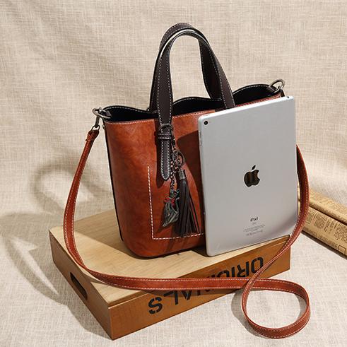 Ladies retro handbag wild large-capacity bucket bag retro single shoulder messenger bag mySite