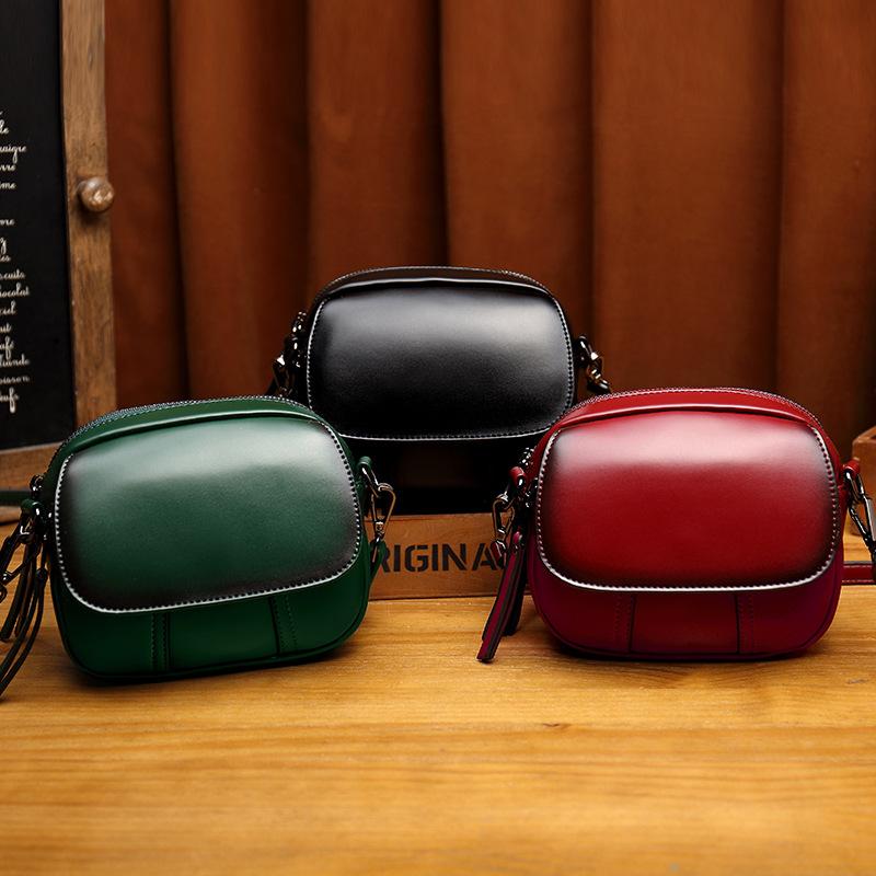 Leather retro single shoulder diagonal bag small square bag mySite