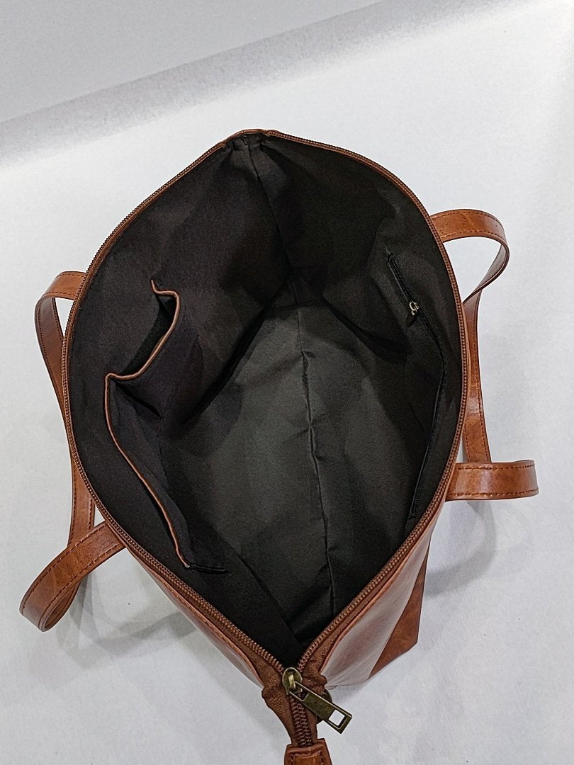 European and American vintage oil wax leather large capacity tote bag mySite