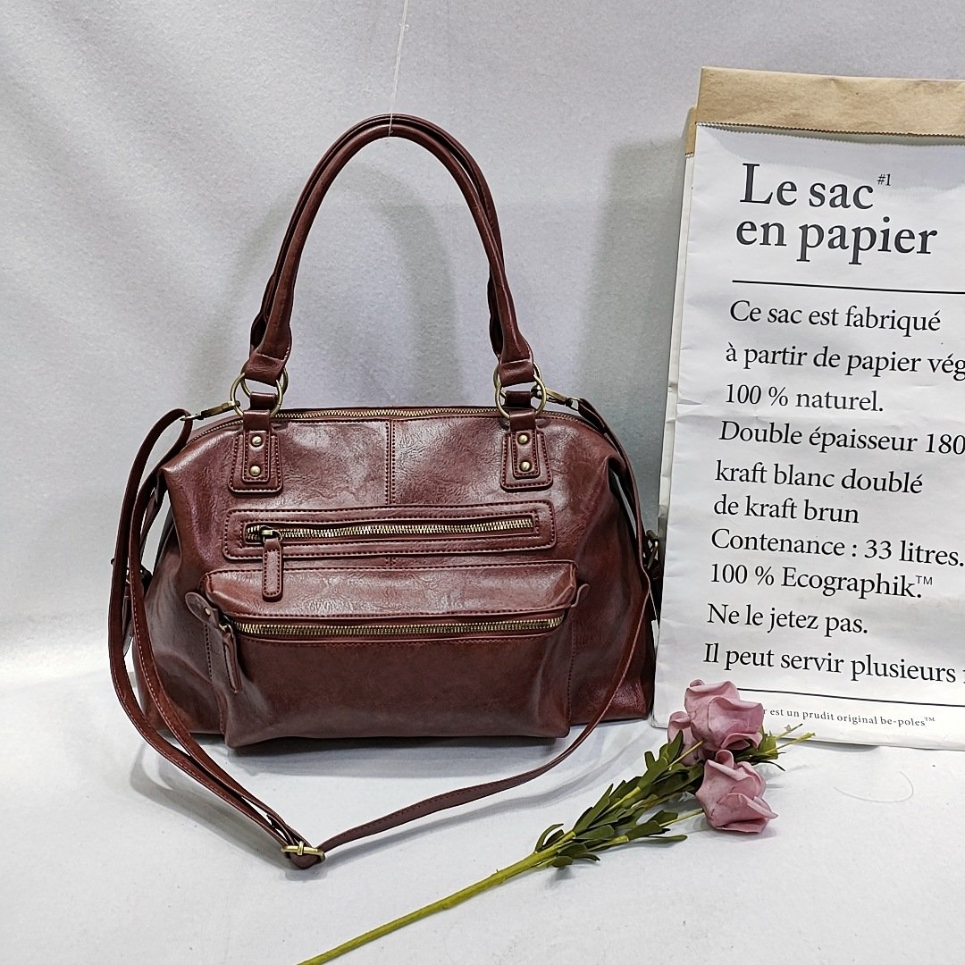 Retro Oil Leather Wax Single Shoulder Slung Woman Bag mySite