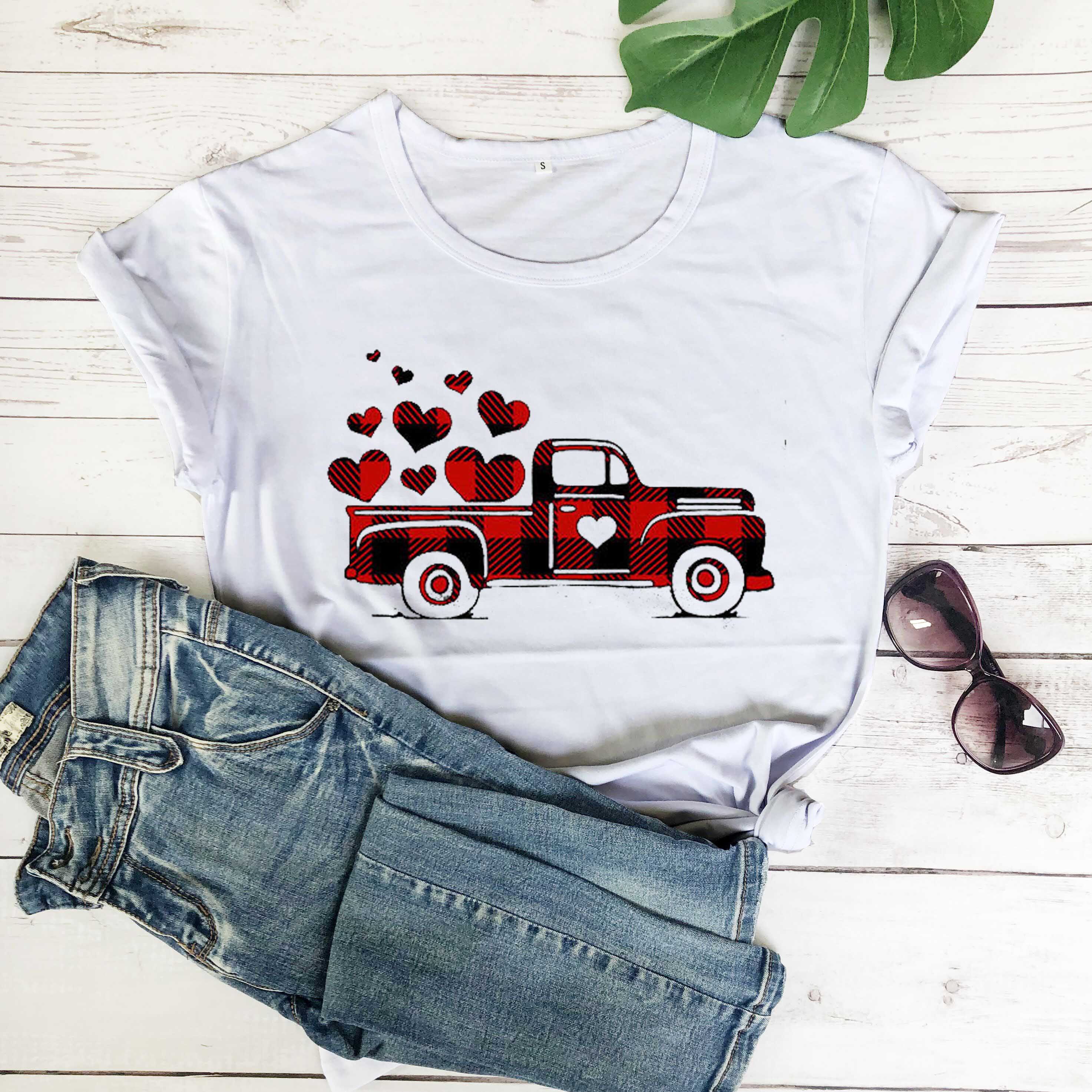 [Copy]-9-勿删-大大大商品-极端商品-500sku-%^&8990004457890#$$%^&*@#%%^&&*())(**&^%$!@#$%^&*()#$%^&*(($%^&*()$%^&*(#$%^&*()#$%^&*()Plaid Printed Splicing Car Heart T-Shirt Valentine's Day women fashion pure cotton casual lover gift young hipster tees art tops