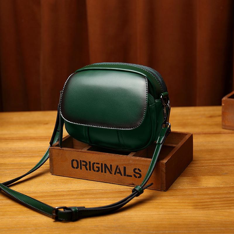 Leather retro single shoulder diagonal bag small square bag mySite