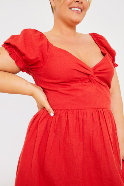 Sweetheart Twist Front Mini Dress