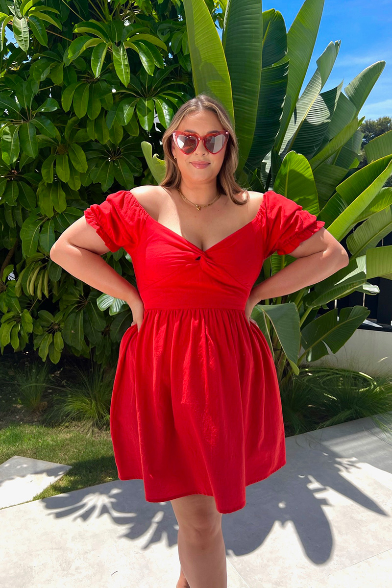 Sweetheart Twist Front Mini Dress