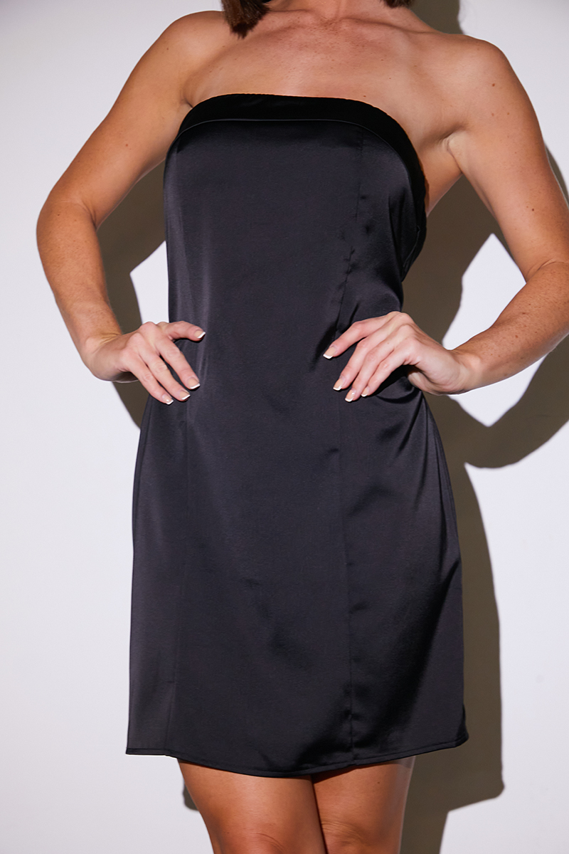Satin Bandeau Mini Dress