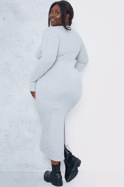 Ribbed Crew Neck Midi Dress