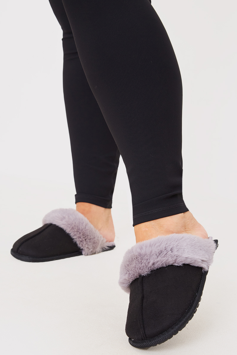 Faux Fur Trim Slipper