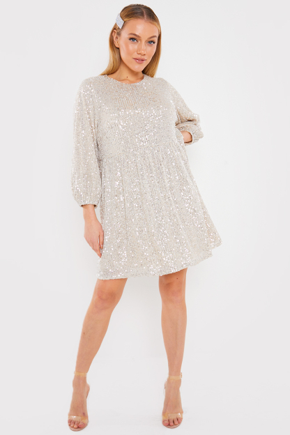 Sequin Smock Mini Dress