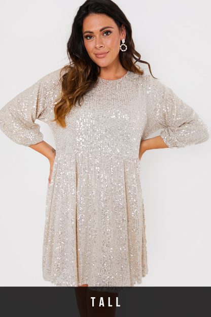 Sequin Smock Mini Dress