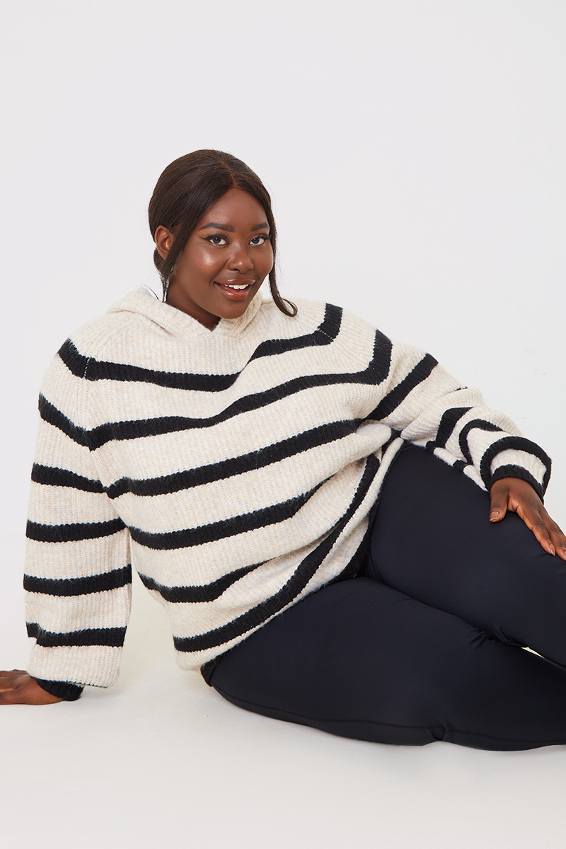 Recycled Stripe Knitted Hoodie