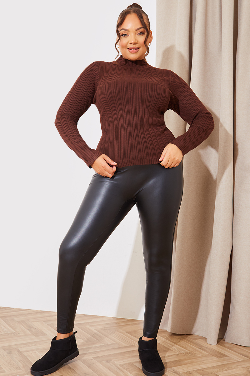 High Neck Variegated Rib Top