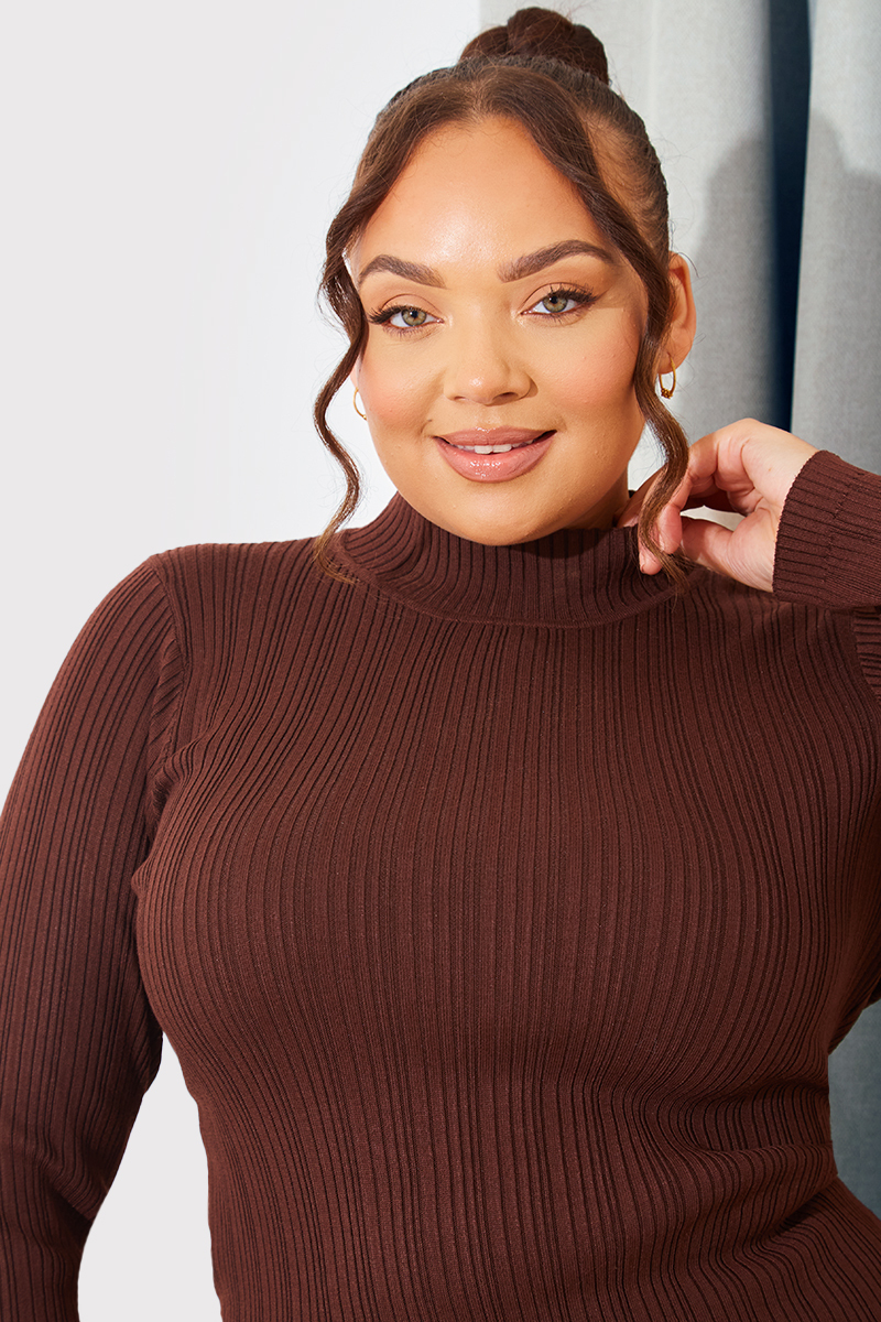 High Neck Variegated Rib Top