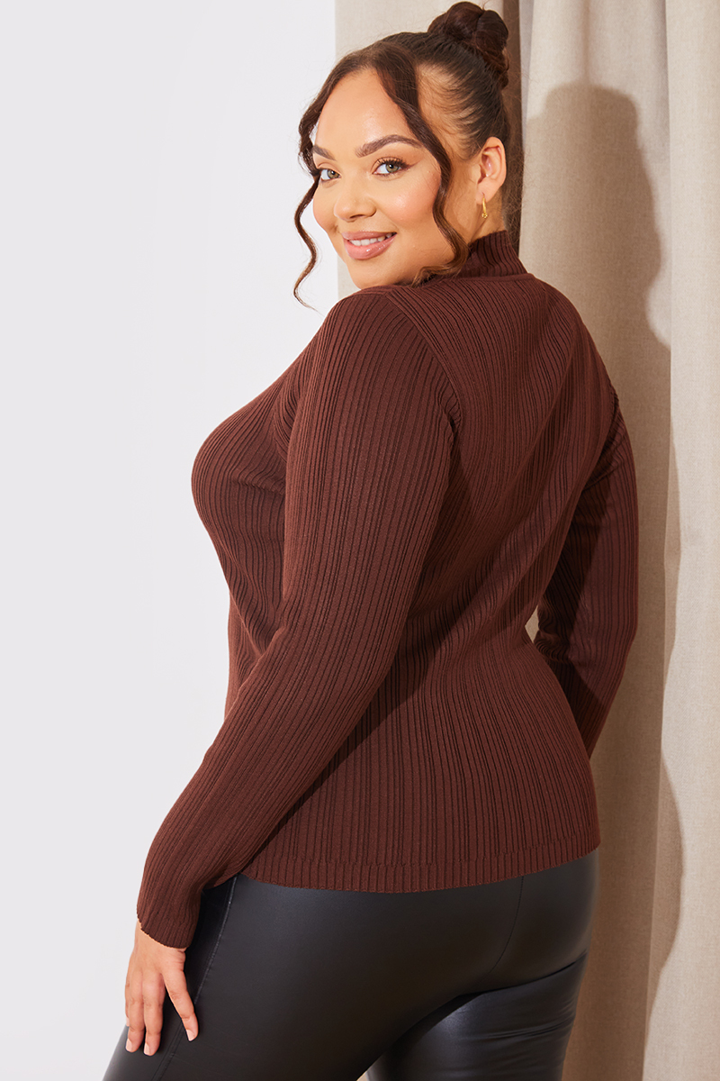 High Neck Variegated Rib Top