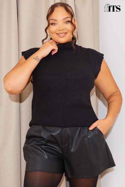 Knitted Roll Neck Sleeveless Tunic