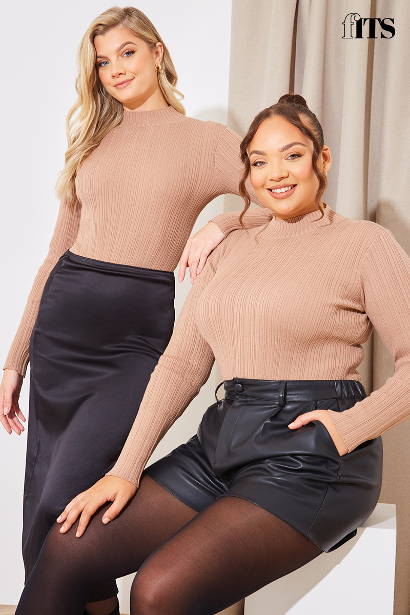 High Neck Variegated Rib Bodysuit