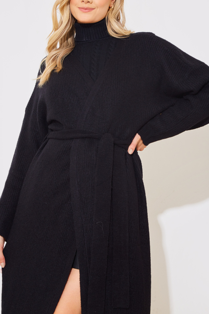 Midi Belted Knitted Cardigan