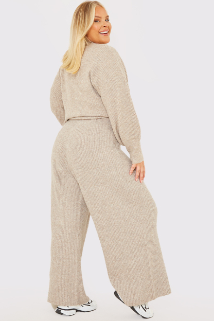 Wide Leg Rib Co Ord Knitted Trouser