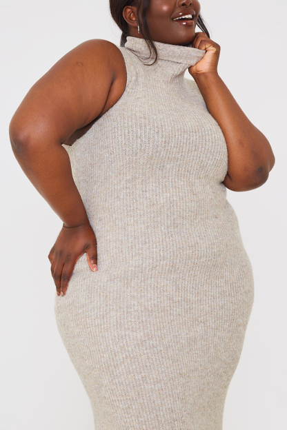 Recycled Roll Neck Midaxi Co Ord Knitted Dress