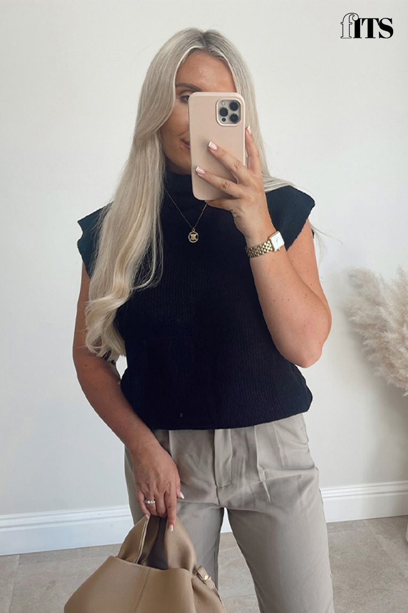 Knitted Roll Neck Sleeveless Tunic