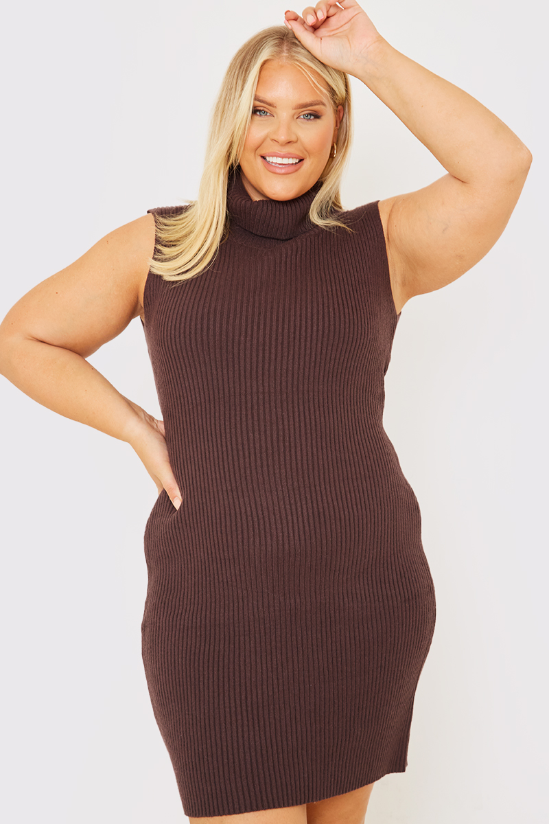 Sleeveless High Neck Co Ord Knitted Mini Dress