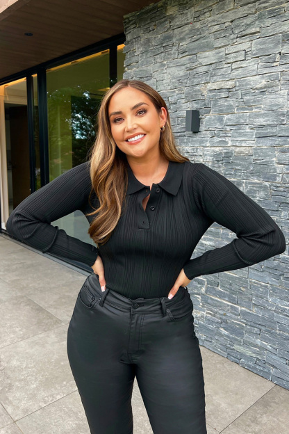 Polo Button Detail Rib Top