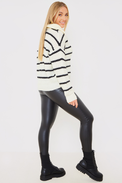 Recycled Stripe Half Button Knitted Jumper
