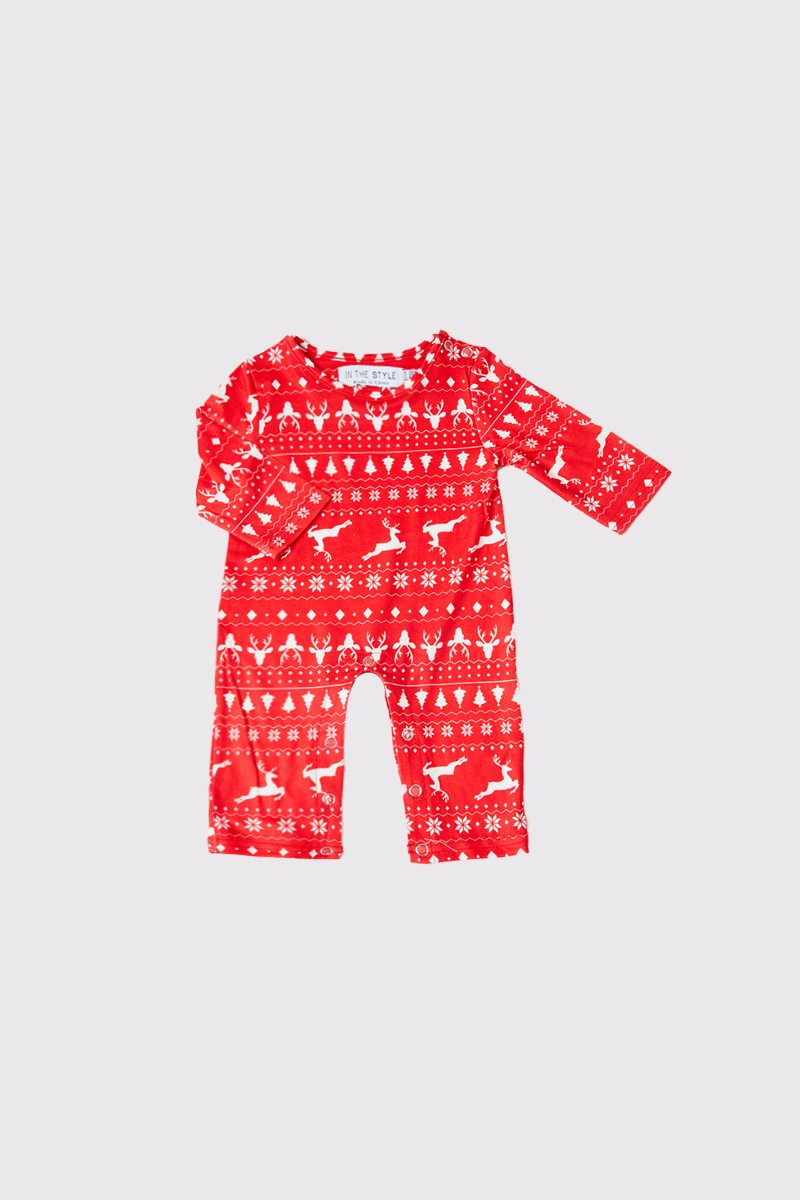 Babies Reindeer Stripe Fairisle Matching Family PJ Romper